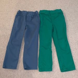 5T Primary pants, straight leg green and cargo blue